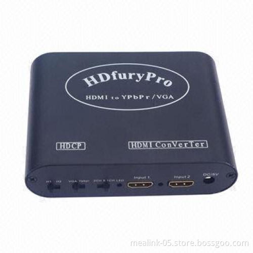 HDMI+HDMI to VGA/YPBPR +3.5mm Audio+Toslink Audio Converter, Supports 1,080P, 2CH/5.1CH Selectable